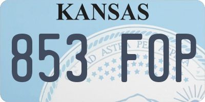 KS license plate 853FOP