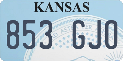 KS license plate 853GJO