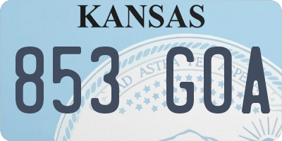 KS license plate 853GOA