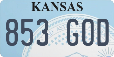 KS license plate 853GOD