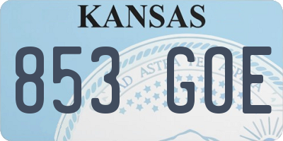 KS license plate 853GOE