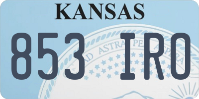KS license plate 853IRO