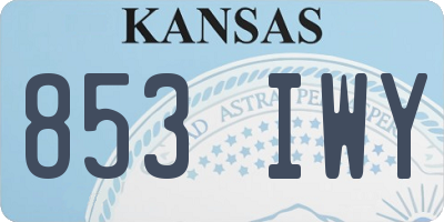 KS license plate 853IWY