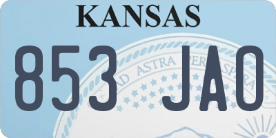 KS license plate 853JAO