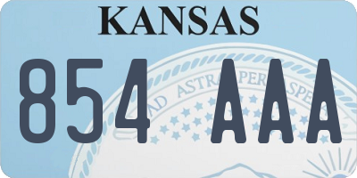 KS license plate 854AAA