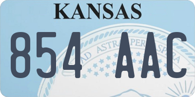 KS license plate 854AAC