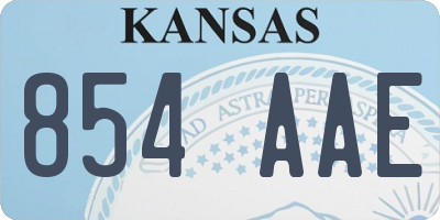 KS license plate 854AAE