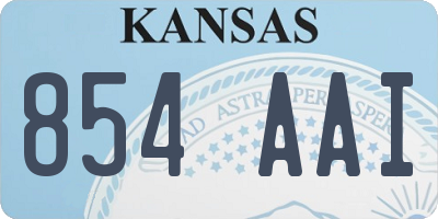 KS license plate 854AAI