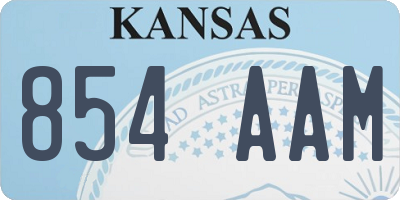 KS license plate 854AAM