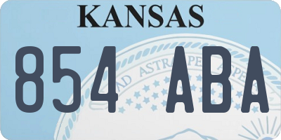 KS license plate 854ABA