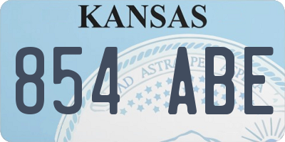 KS license plate 854ABE