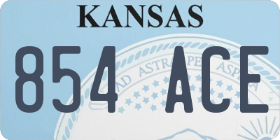 KS license plate 854ACE
