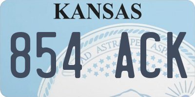 KS license plate 854ACK