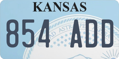 KS license plate 854ADD