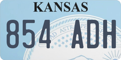 KS license plate 854ADH