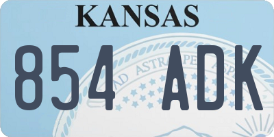 KS license plate 854ADK