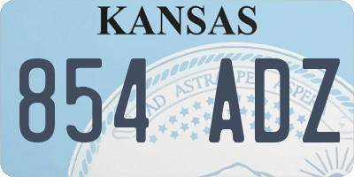 KS license plate 854ADZ