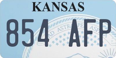 KS license plate 854AFP