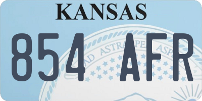KS license plate 854AFR