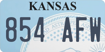 KS license plate 854AFW