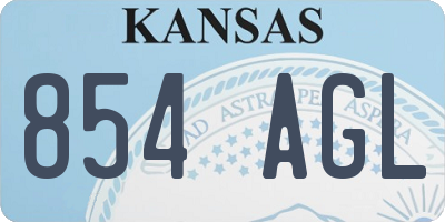 KS license plate 854AGL