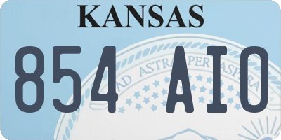 KS license plate 854AIO