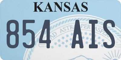 KS license plate 854AIS