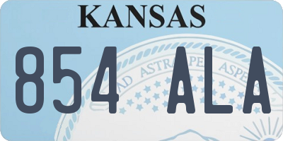 KS license plate 854ALA