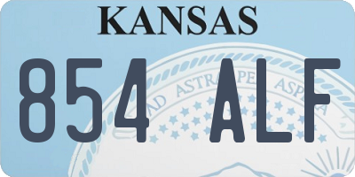 KS license plate 854ALF