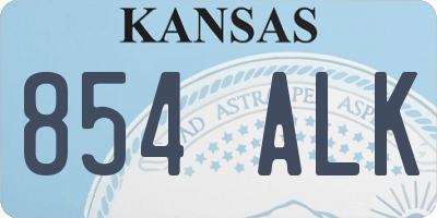 KS license plate 854ALK