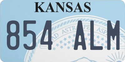 KS license plate 854ALM