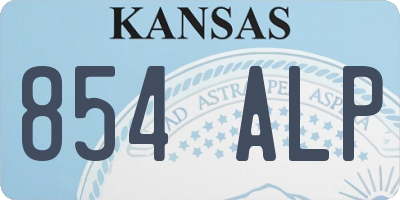 KS license plate 854ALP