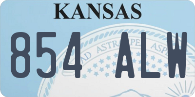 KS license plate 854ALW