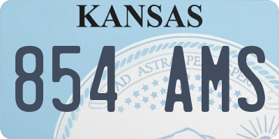 KS license plate 854AMS