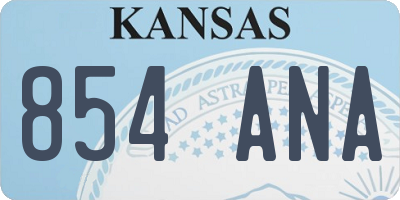 KS license plate 854ANA