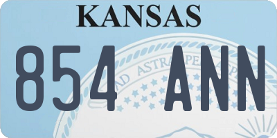KS license plate 854ANN