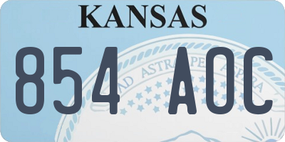 KS license plate 854AOC