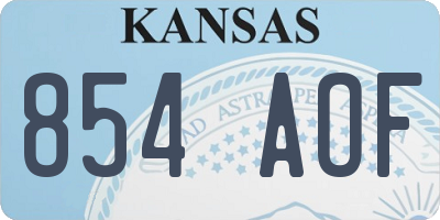 KS license plate 854AOF
