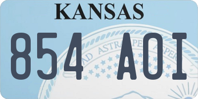 KS license plate 854AOI