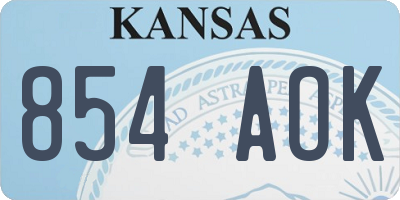 KS license plate 854AOK