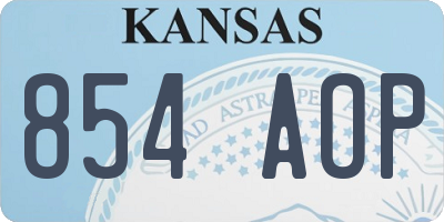 KS license plate 854AOP