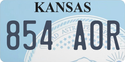 KS license plate 854AOR