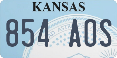 KS license plate 854AOS