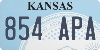 KS license plate 854APA