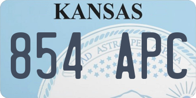 KS license plate 854APC