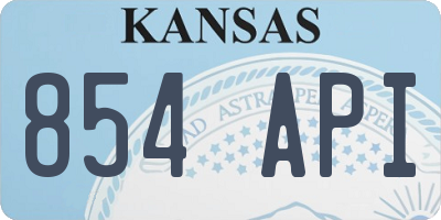 KS license plate 854API
