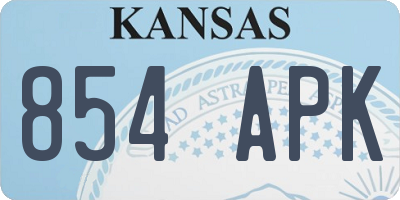 KS license plate 854APK