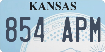 KS license plate 854APM