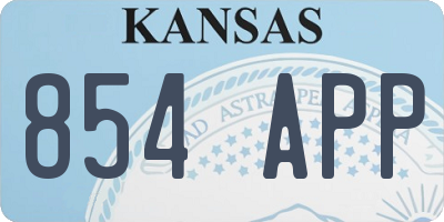 KS license plate 854APP