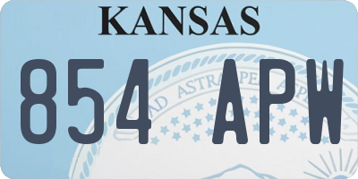 KS license plate 854APW